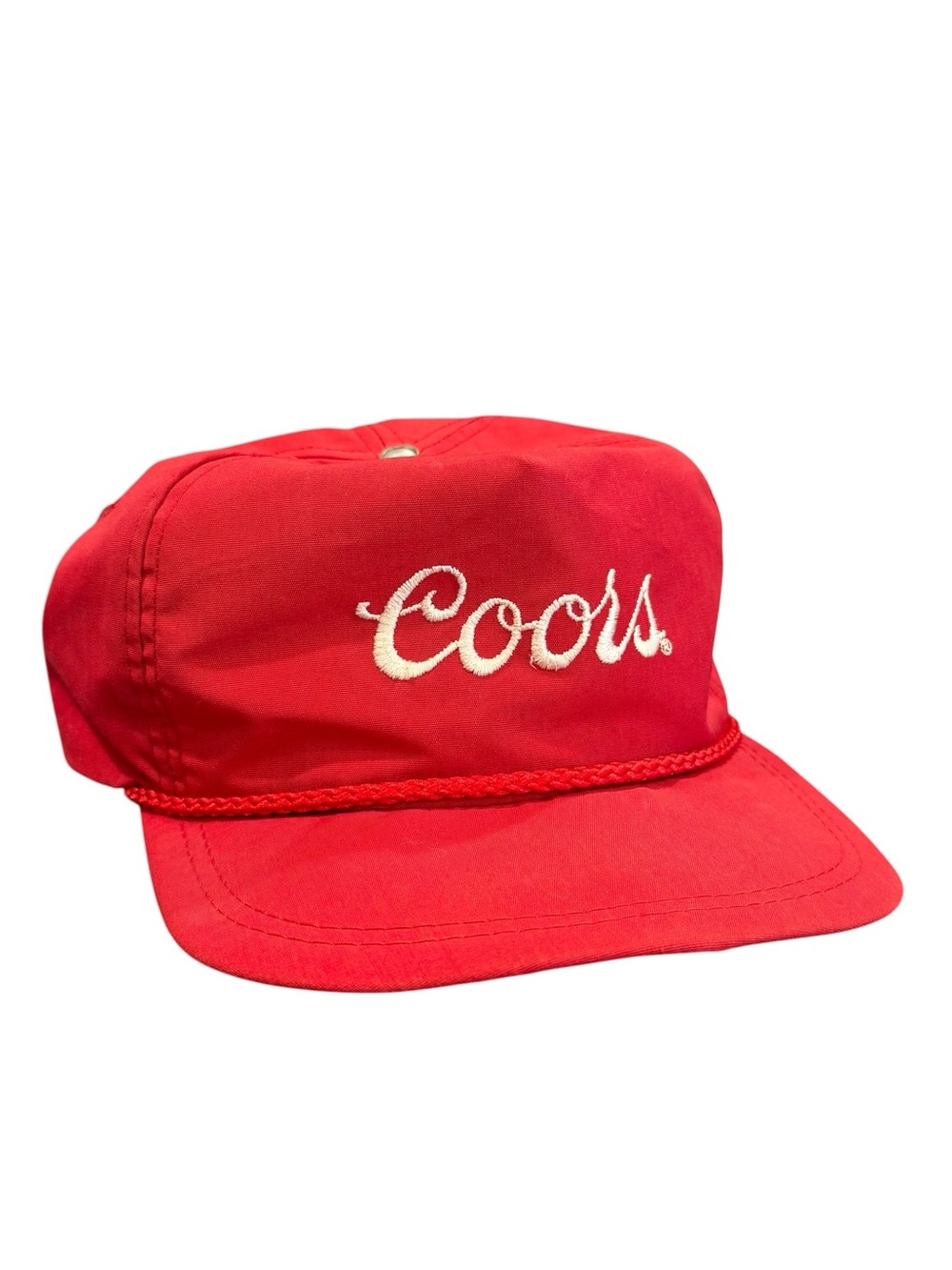 Coors vintage strap back trucker hat red 80s 90s men’s OSFA script cursive beer